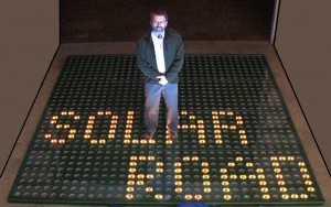 person on solar road